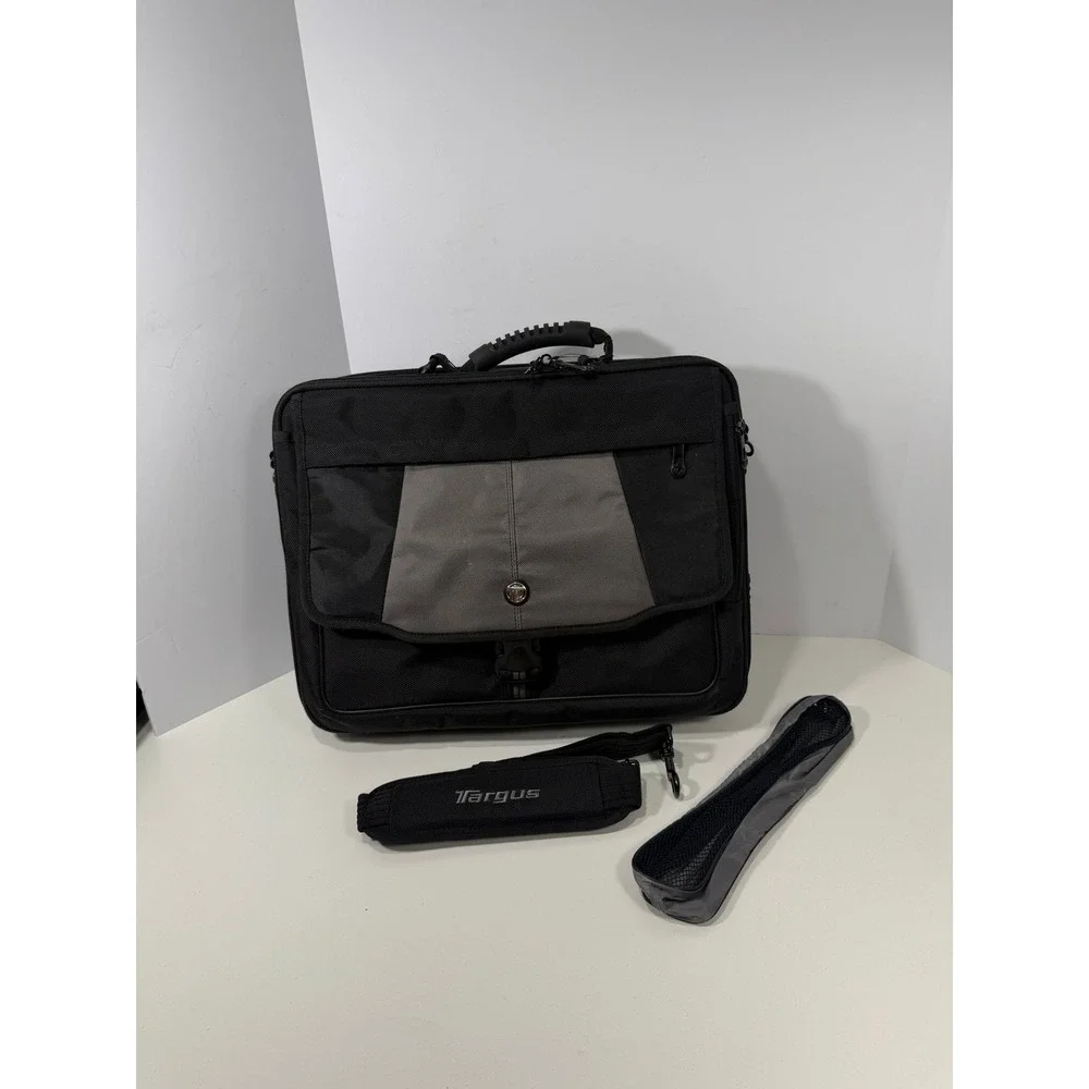 Targus Black Gray Laptop Briefcase Expandable Messenger Bag Business Travel Case
